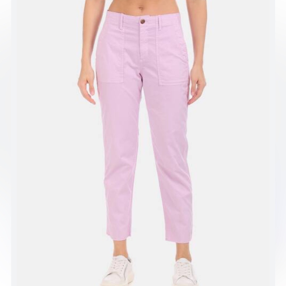 Pastel Pink Pale Lilac Lavender Purple Straight High Rise Khaki Pants - Picture 2 of 14